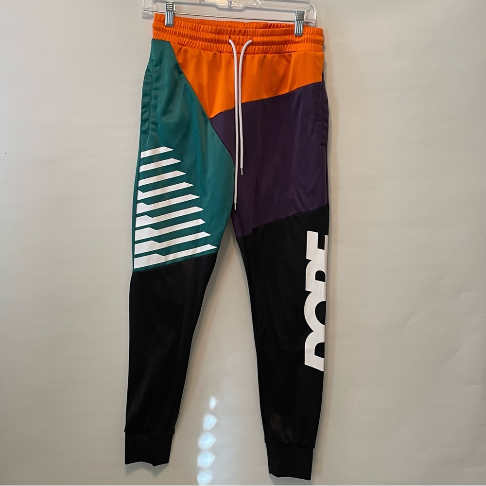 DOPE Colorblock Joggers in Orange, Teal, Purple & Black